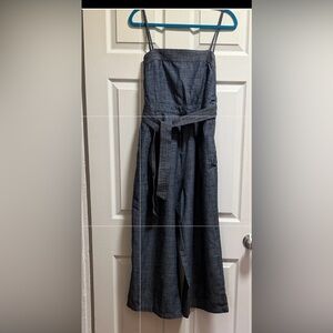 Pinko Indigo Wide-Leg Strap Jumpsuit with Waist Tie